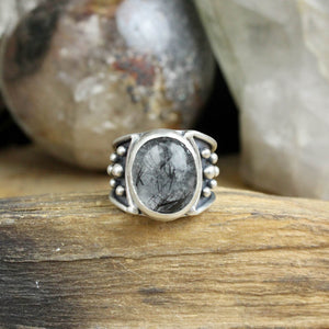 Warrior Ring // Tourmalated Quartz - Size 5.5