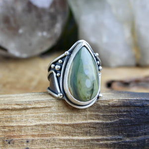 Warrior Ring //  Polychrome Green Jasper - Size 10 - Acid Queen Jewelry