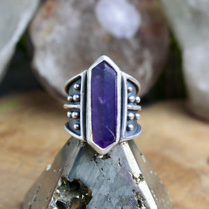 Warrior Ring // Double Terminated Amethyst - Size 8 - Acid Queen Jewelry