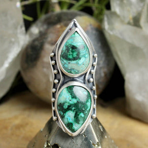 Warrior Shield Ring  // Double Chrysocolla - Size 6