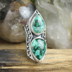 Warrior Shield Ring  // Double Chrysocolla - Size 6
