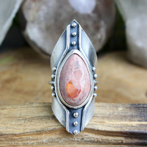 Warrior Shield Ring // Mexican Fire Opal - Size 8 - Acid Queen Jewelry