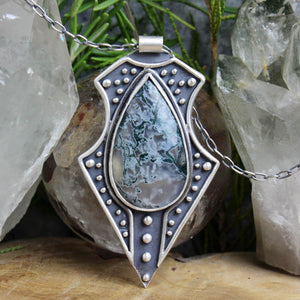 Voyager Necklace //  Moss Agate - Acid Queen Jewelry
