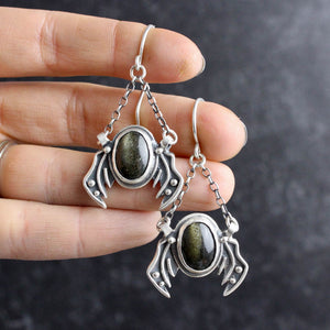 Winged Prophetess Earrings // Black Obsidian Sheen