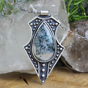 Voyager Necklace //  Moss Agate - Acid Queen Jewelry