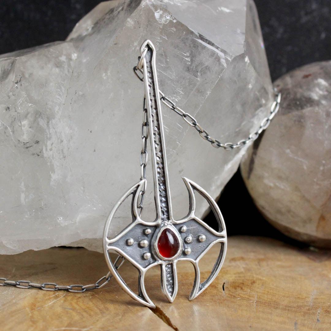 Battle Axe Necklace // Carnelian - Acid Queen Jewelry