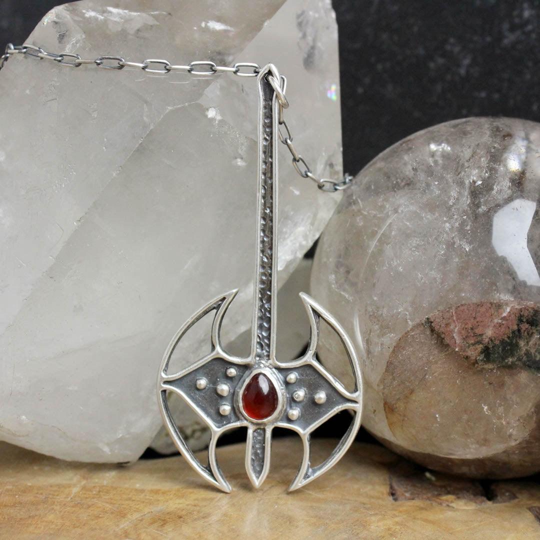 Battle Axe Necklace // Carnelian - Acid Queen Jewelry