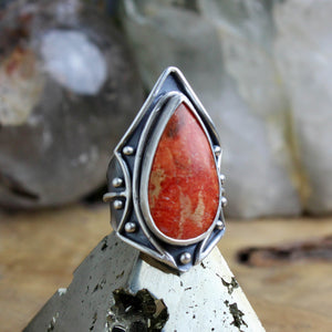 Warrior Ring //  Red & Orange Jasper - Size 9.5 - Acid Queen Jewelry
