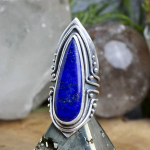 Warrior Shield Ring //  Lapis Lazuli - Size 8 - Acid Queen Jewelry