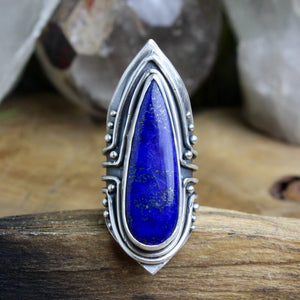 Warrior Shield Ring //  Lapis Lazuli - Size 8 - Acid Queen Jewelry