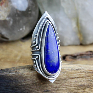 Warrior Shield Ring //  Lapis Lazuli - Size 8 - Acid Queen Jewelry