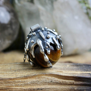 Sorceress Crystal Ball Necklace //  Tigers Eye - Acid Queen Jewelry