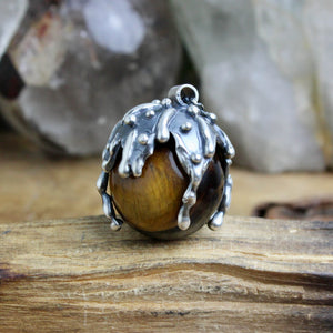 Sorceress Crystal Ball Necklace //  Tigers Eye - Acid Queen Jewelry
