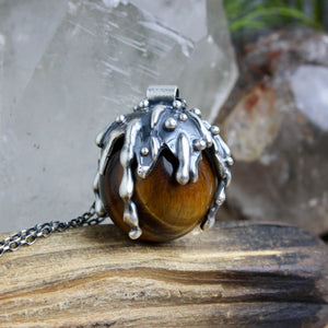 Sorceress Crystal Ball Necklace //  Tigers Eye - Acid Queen Jewelry