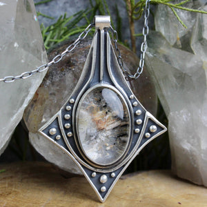Voyager Necklace // Inclusion Quartz w/ Black Tourmaline - Acid Queen Jewelry
