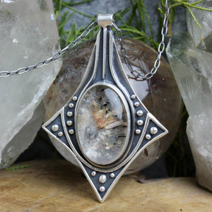 Voyager Necklace // Inclusion Quartz w/ Black Tourmaline - Acid Queen Jewelry