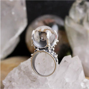 Sorceress Divination Ring // Silver and Quartz Crystal Ball