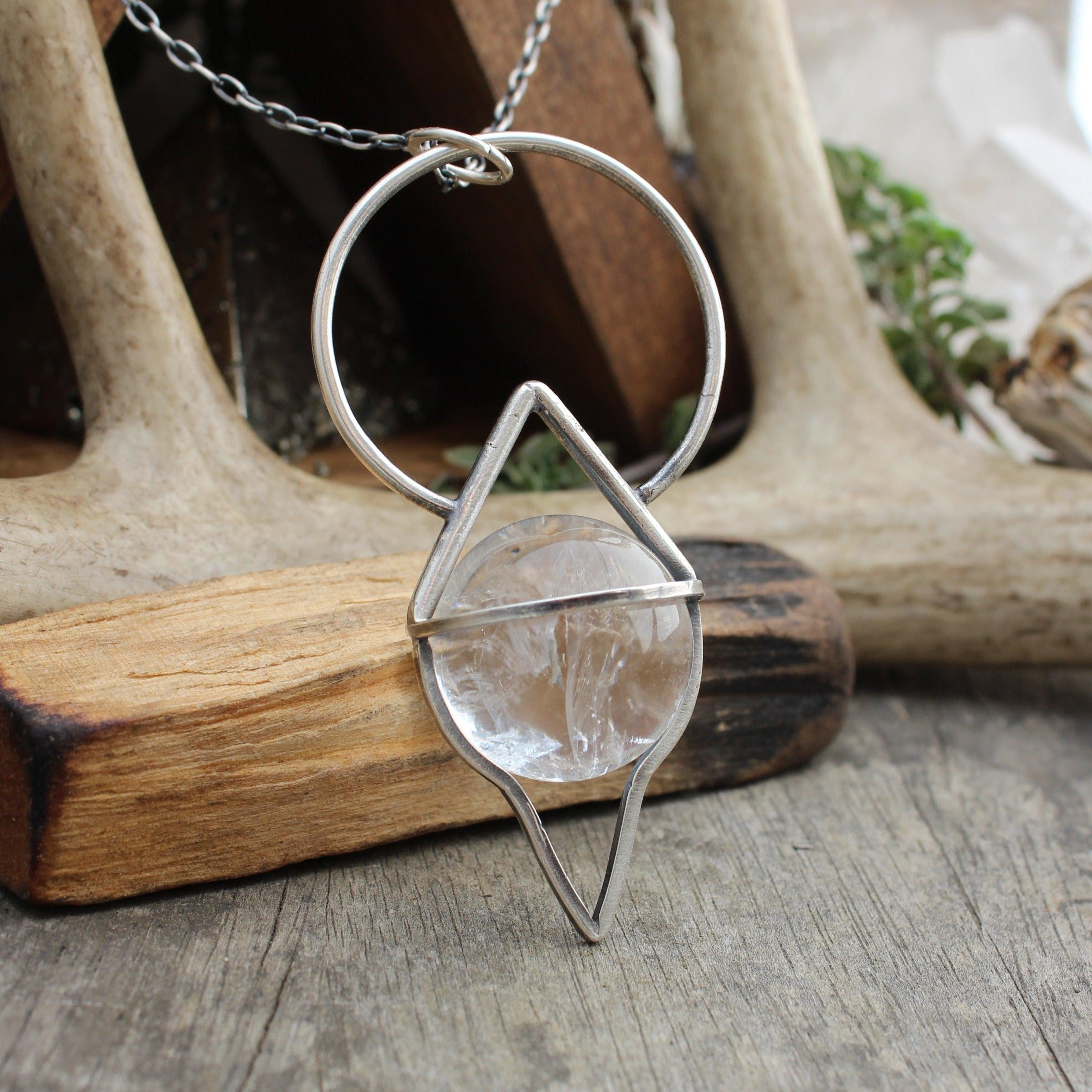 Crystal Ball Pendulum Necklace // Quartz - Acid Queen Jewelry
