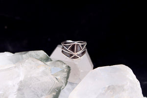Ley Lines Half Shield Ring - Acid Queen Jewelry
