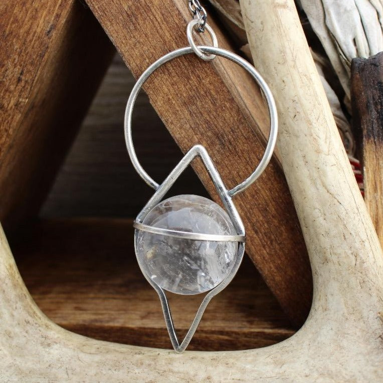 Crystal Ball Pendulum Necklace // Quartz - Acid Queen Jewelry