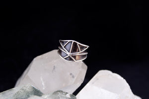 Ley Lines Half Shield Ring - Acid Queen Jewelry