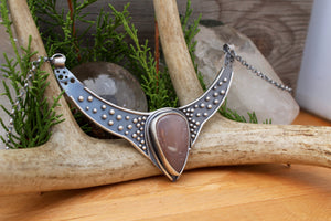 Priestess Neck Cuff //  Peach Moonstone - Acid Queen Jewelry