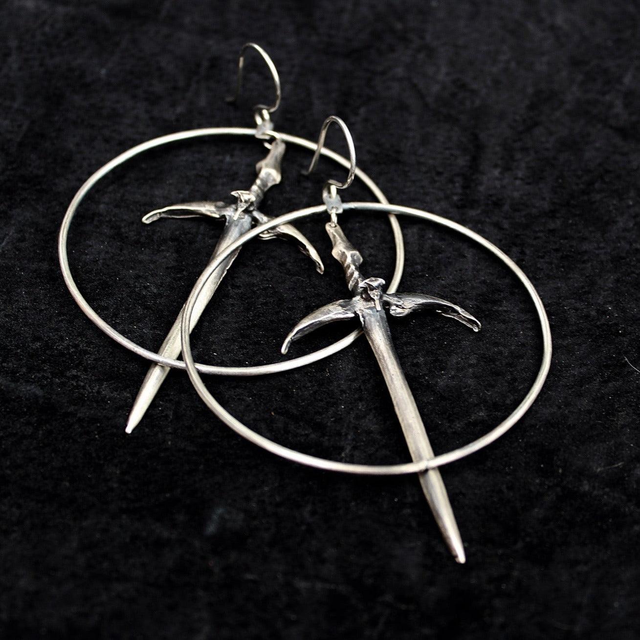Sorcerer Sword Hoops - Acid Queen Jewelry