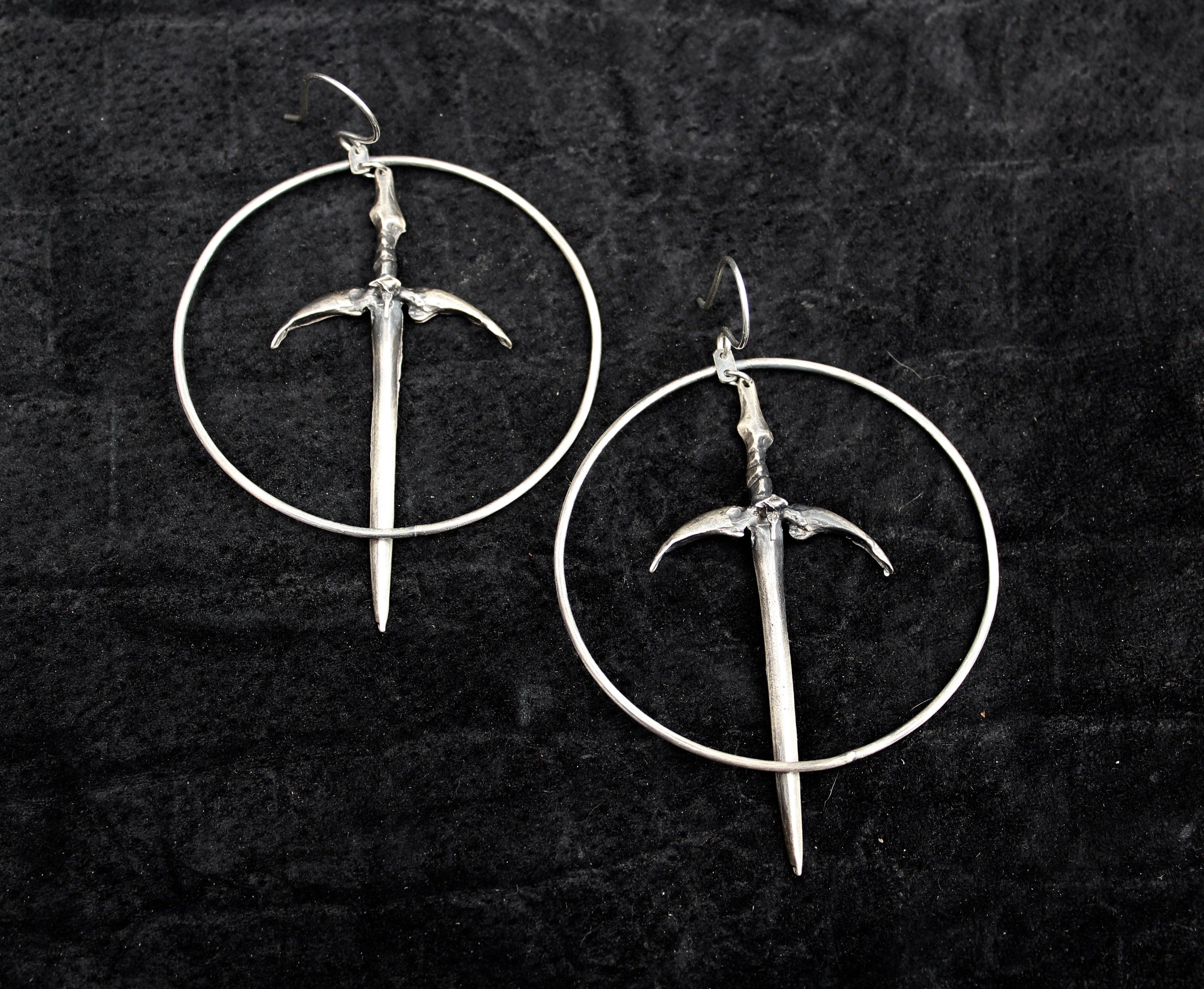 Sorcerer Sword Hoops - Acid Queen Jewelry