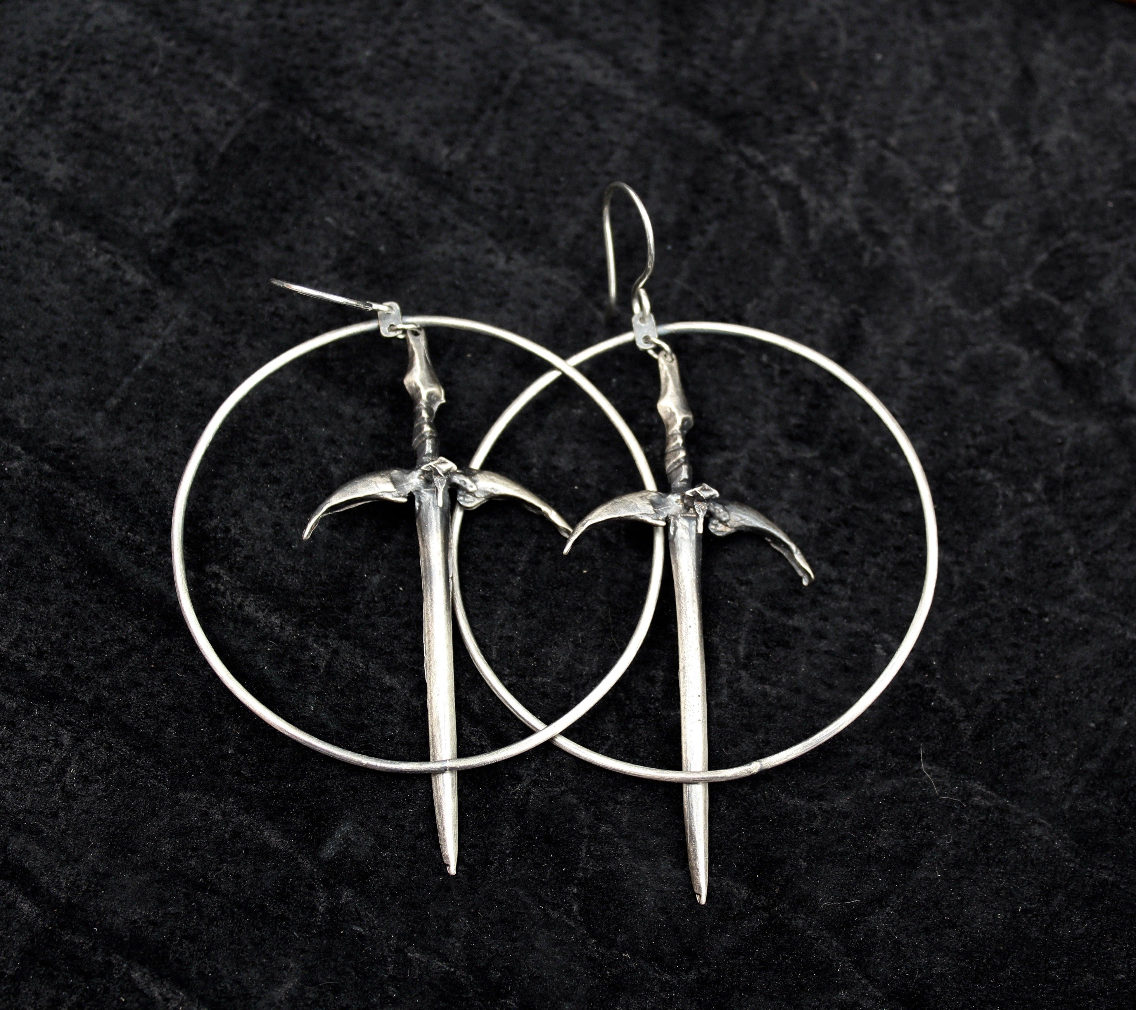 Sorcerer Sword Hoops - Acid Queen Jewelry