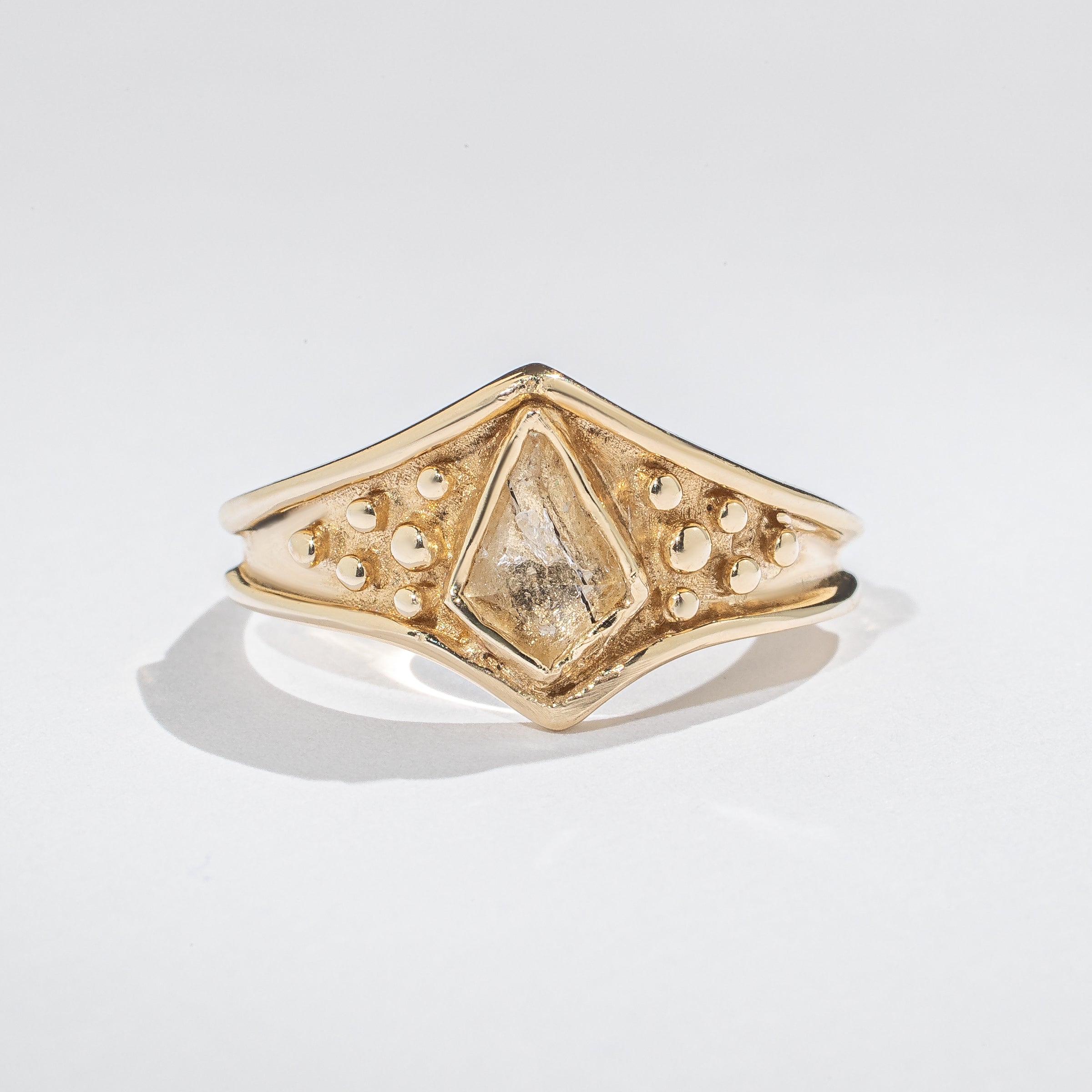 Brigid Ring - Tourmalated Quartz - 14K Gold - Acid Queen Jewelry