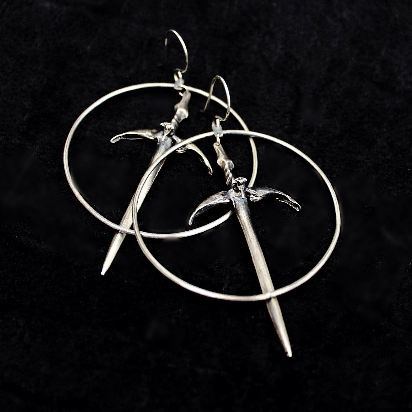 Sorcerer Sword Hoops - Acid Queen Jewelry