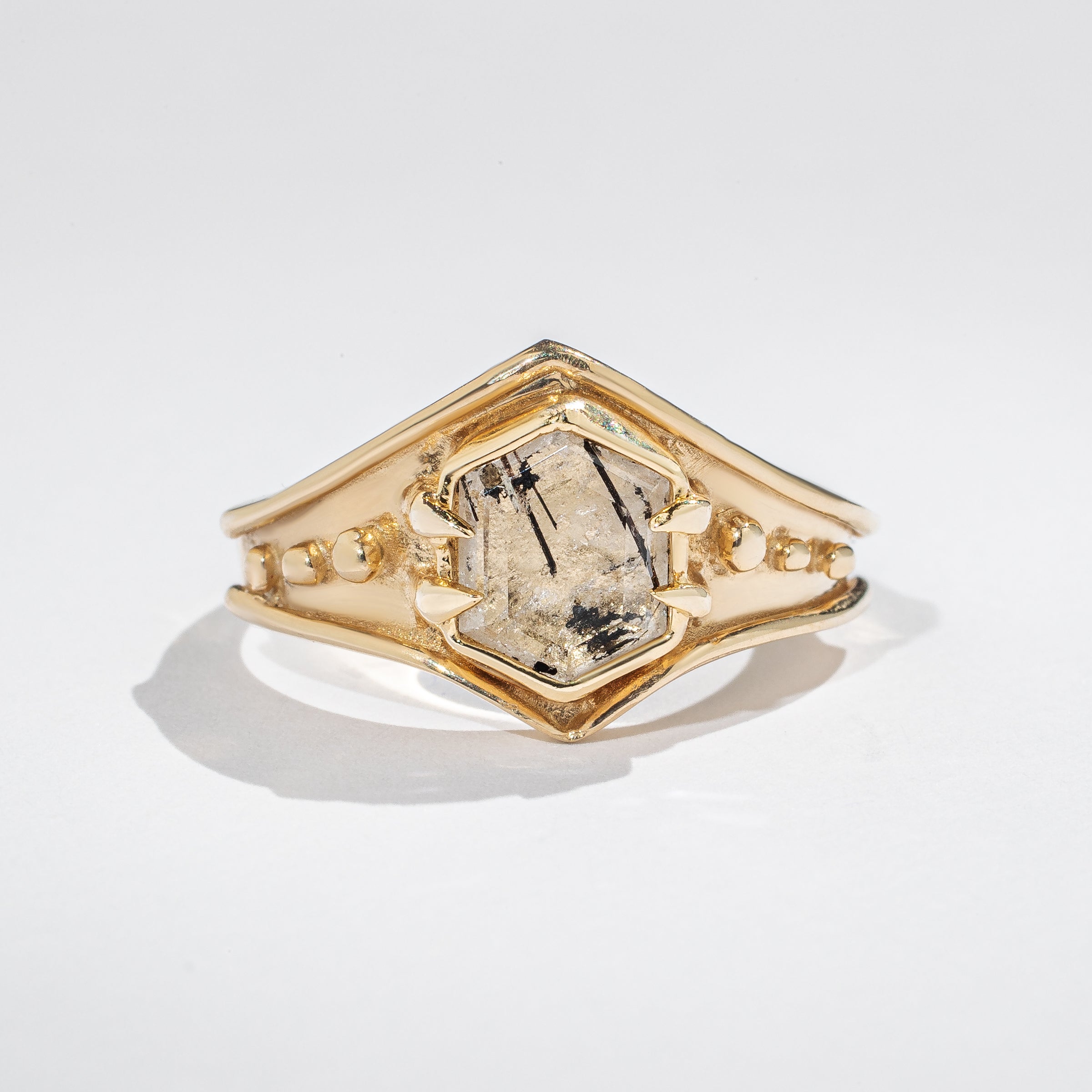 Venus Ring - Tourmalated Quartz- 14K Gold - Acid Queen Jewelry